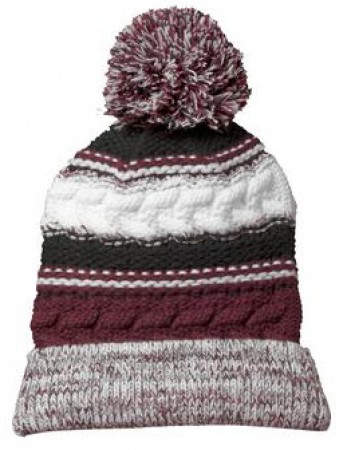 P Beanie 019 - Maroon/Black/White