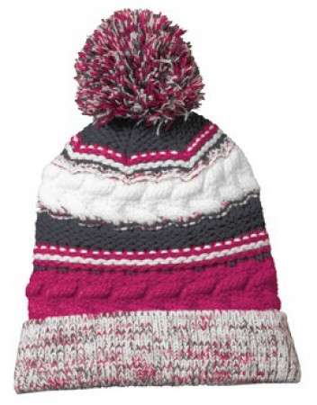 P Beanie 020 - Pink Raspberry/Iron Grey/White