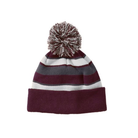 P Beanie 004 - Maroon/White/Graphite